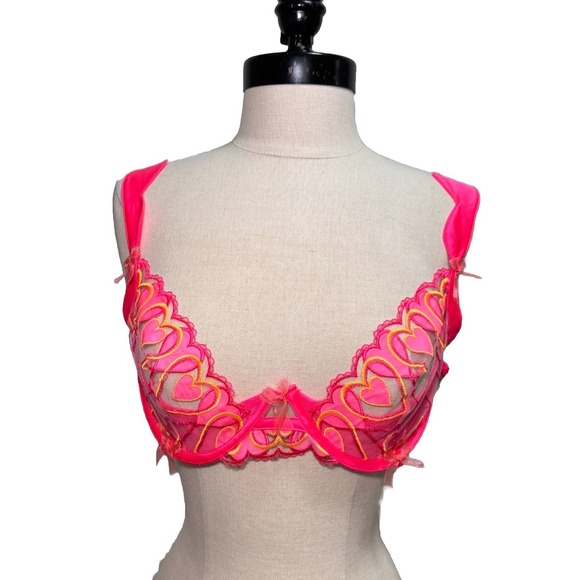 For Love & Lemons Other - VS For Love & Lemons‎ Graphic Hearts Underwire Unlined Bra Size Large NWT